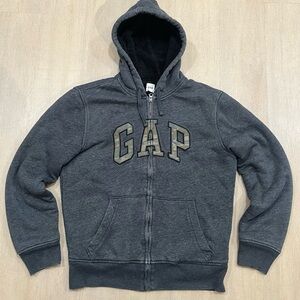 GAP Charcoal Full-Zip fleece lined Hoodie medium